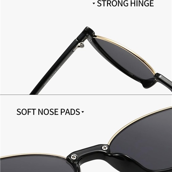 Vintage Retro Cat Eye Gold Rim Frames Dark Tint Sunglasses - Picture 2 of 2